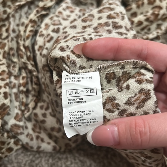 Free People Movement Cheetah Print Smocked Off Shoulder Blouse - Picture 10 of 11